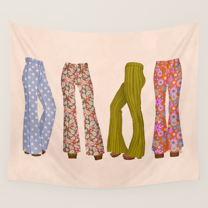 1970s Bellbottom Bliss Retro Fashion Wall Tapestry Gallery Image 1