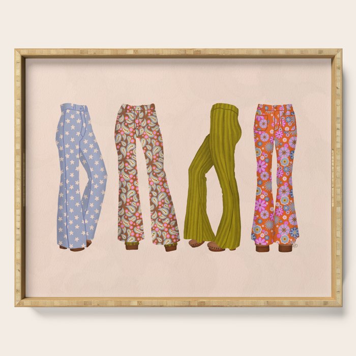 1970s Bellbottom Bliss Retro Fashion Serving Tray Gallery Image 1
