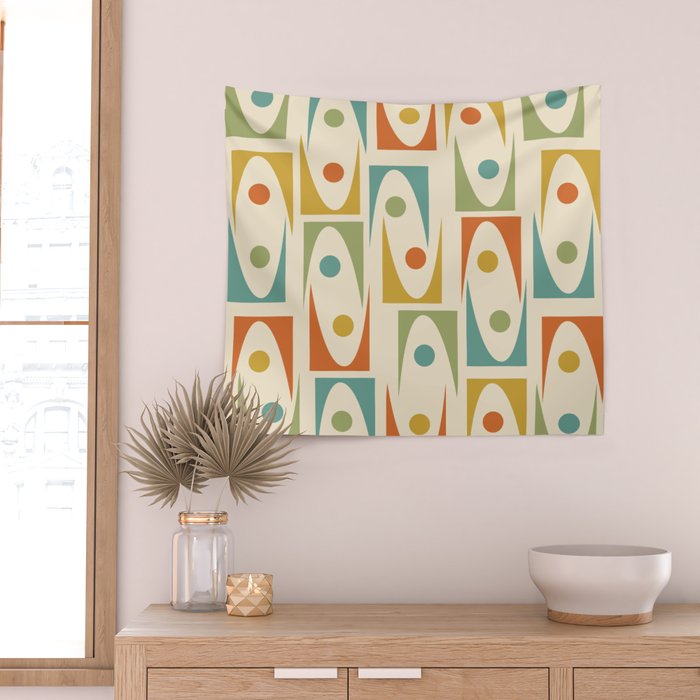 Mid Century Modern Ornaments  Wall Tapestry Gallery Image 2