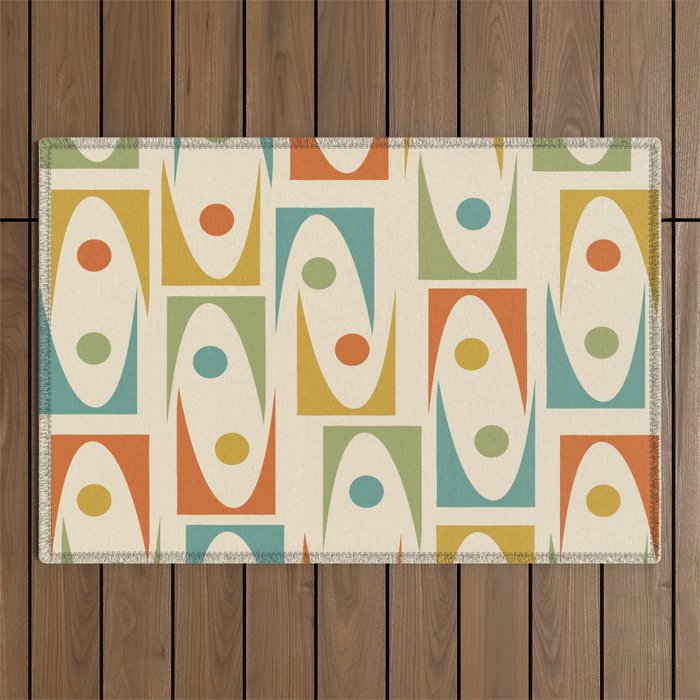 Mid Century Modern Ornaments  Outdoor Rug Gallery Image 1