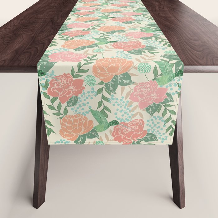 Victorian Garden with Hummingbird Table Runner Gallery Image 1
