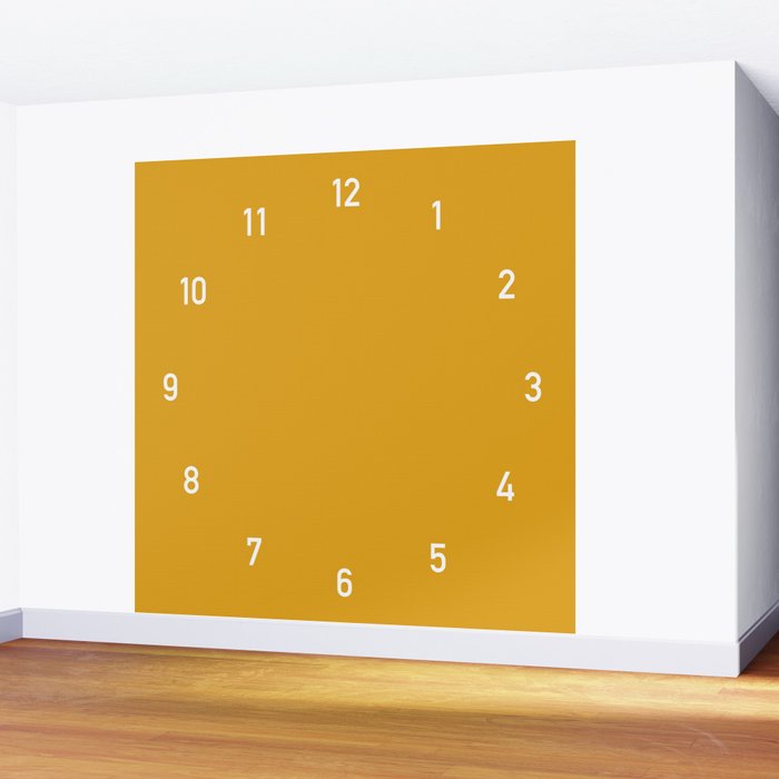 Numbers Clock - Mustard Wall Mural Gallery Image 2