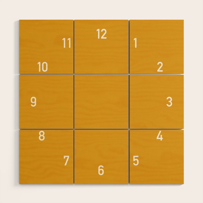Numbers Clock - Mustard Wood Wall Art Gallery Image 1