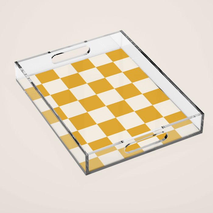 Checkered (Yellow Cream) Acrylic Tray Gallery Image 1
