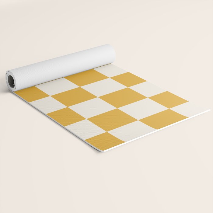 Checkered (Yellow Cream) Yoga Mat Gallery Image 2