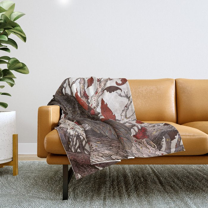 A Raven In Winter Throw Blanket Gallery Image 1