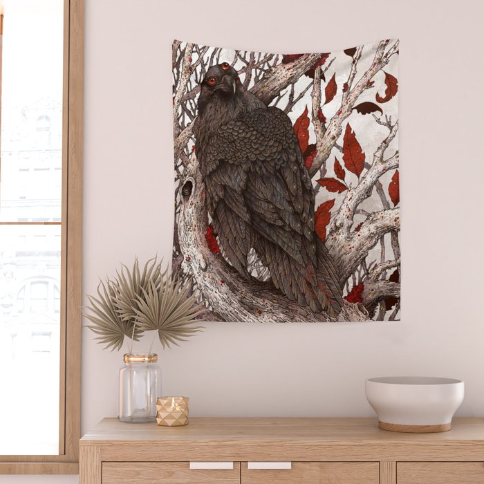 A Raven In Winter Wall Tapestry Gallery Image 2