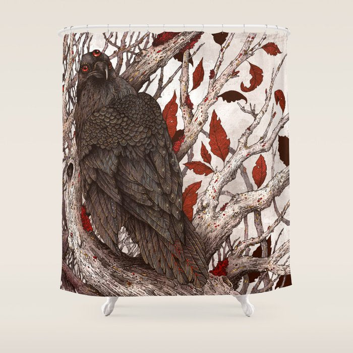 A Raven In Winter Shower Curtain Gallery Image 1