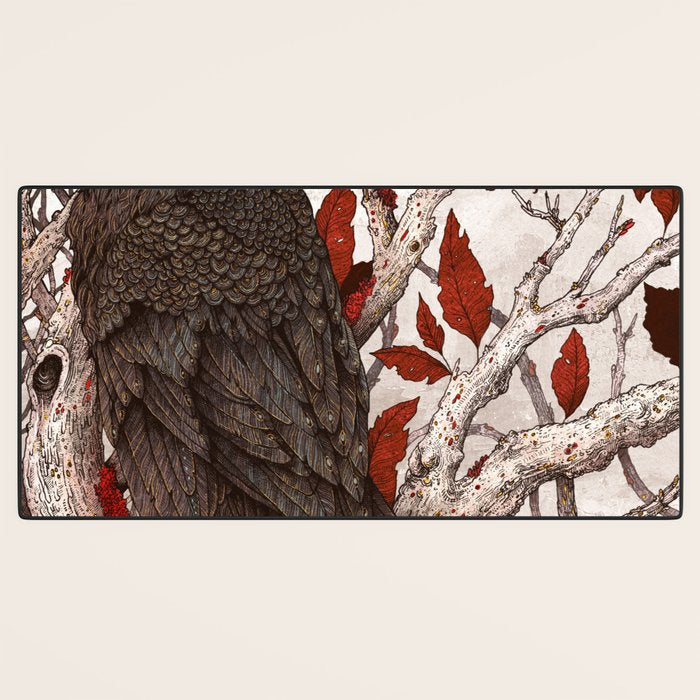 A Raven In Winter Desk Mat Gallery Image 3