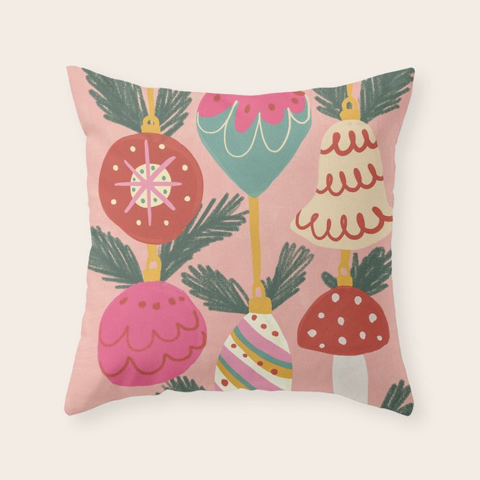 Xmas ornaments Throw Pillow Gallery Image 6