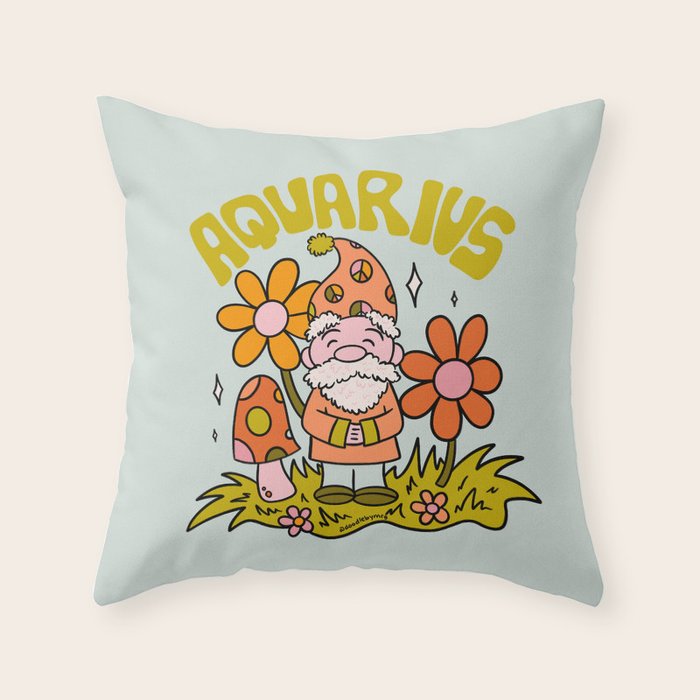 Aquarius Gnome Throw Pillow Gallery Image 1