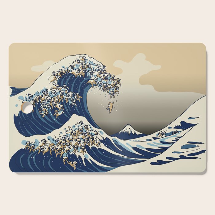 The Great Wave of Pugs Vanilla Sky Cutting Board Gallery Image 1