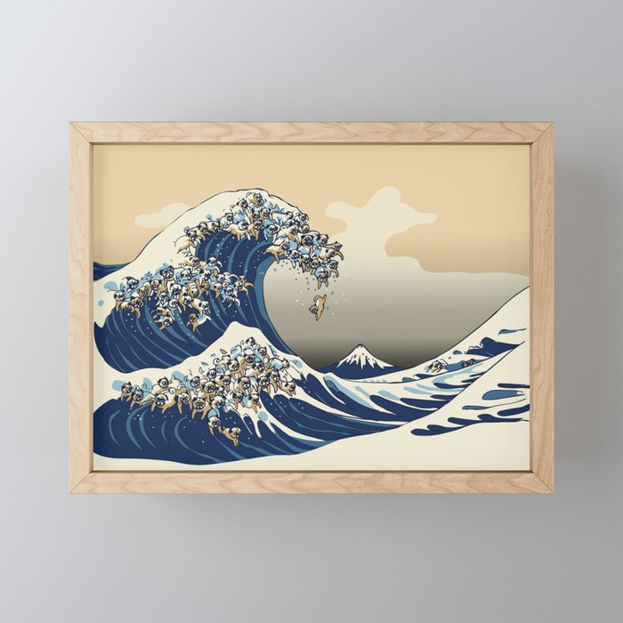 The Great Wave of Pugs Vanilla Sky Mini Art Print Gallery Image 1