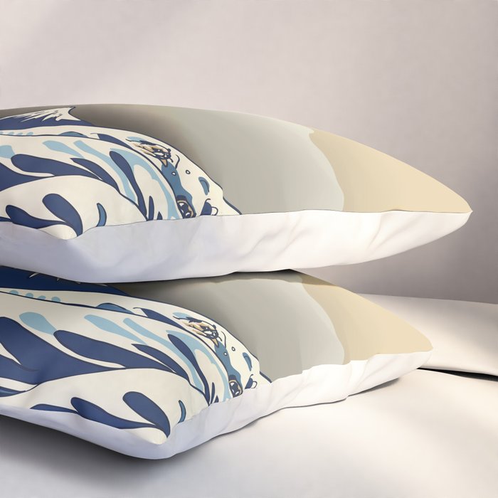 The Great Wave of Pugs Vanilla Sky Pillow Sham Gallery Image 3