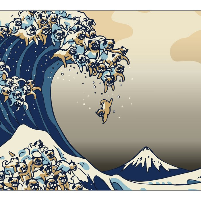The Great Wave of Pugs Vanilla Sky Coffee Mug Gallery Image 2