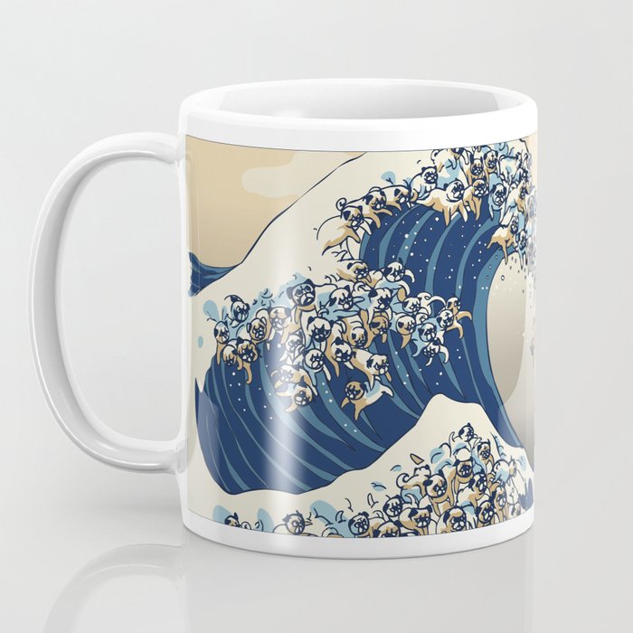 The Great Wave of Pugs Vanilla Sky Coffee Mug Gallery Image 3