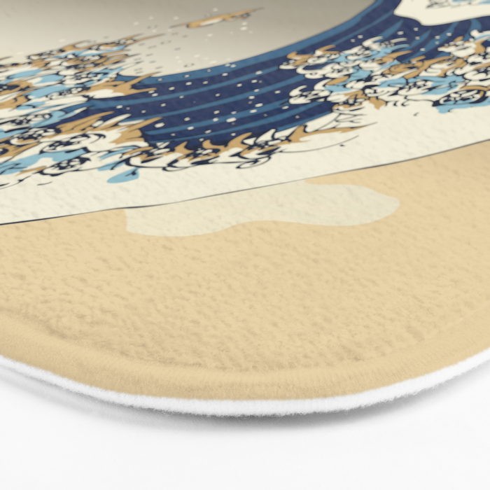 The Great Wave of Pugs Vanilla Sky Bath Mat Gallery Image 3