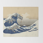 The Great Wave of Pugs Vanilla Sky Throw Blanket Gallery Image 2