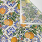 Sicilian Citrus, Mediterranean tiles, vintage lemons and orange fruit pattern Wall Tapestry Gallery Image 3