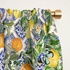 Sicilian Citrus, Mediterranean tiles, vintage lemons and orange fruit pattern Window Curtain Gallery Image 2