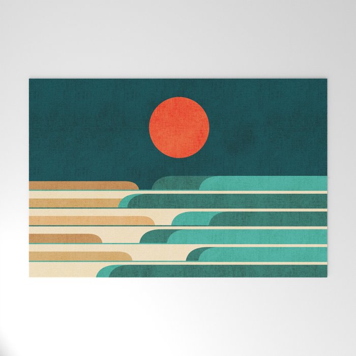 Chasing wave under the red moon Welcome Mat Gallery Image 1