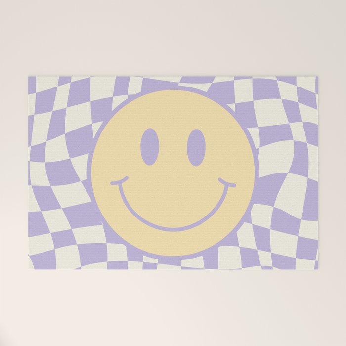 Smiley wavy checked Welcome Mat Gallery Image 1