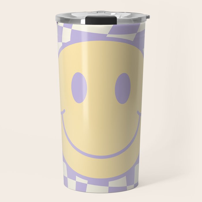 Smiley wavy checked Travel Mug Gallery Image 1