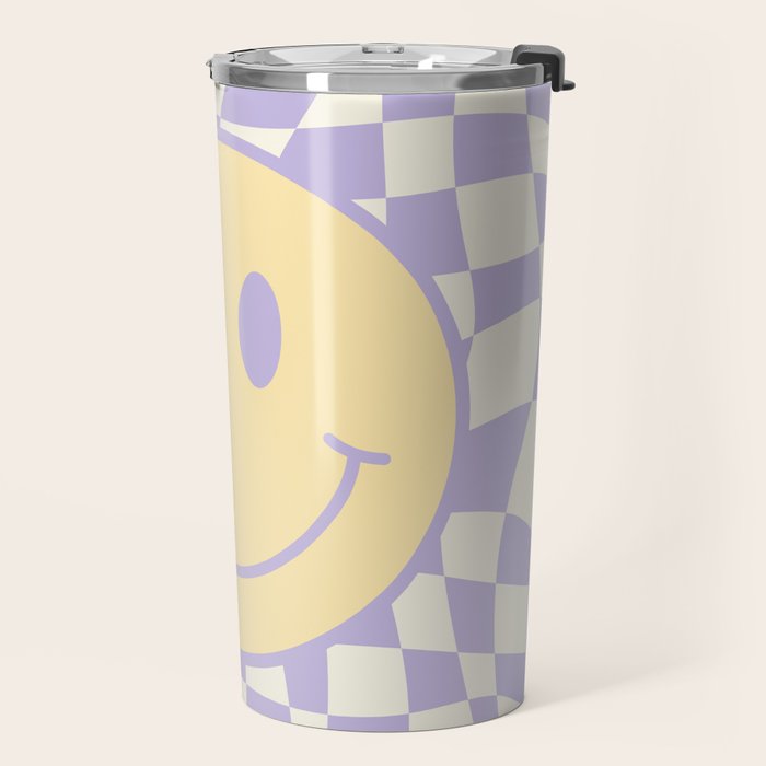Smiley wavy checked Travel Mug Gallery Image 2