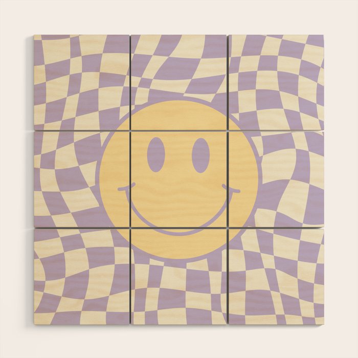 Smiley wavy checked Wood Wall Art Gallery Image 1