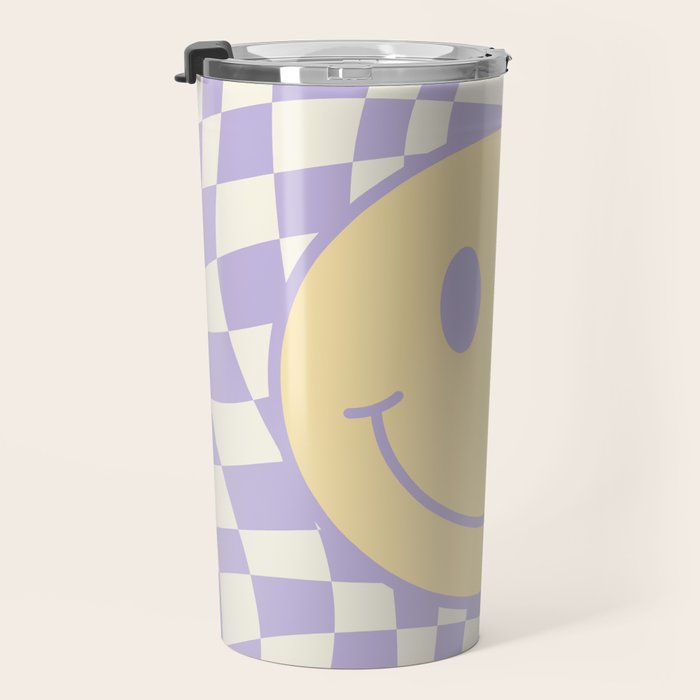 Smiley wavy checked Travel Mug Gallery Image 3