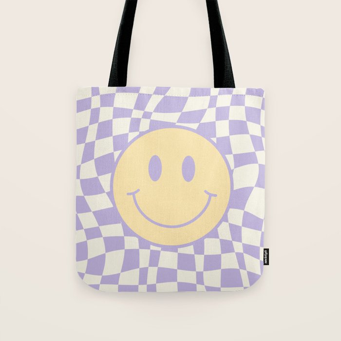 Smiley wavy checked Tote Bag Gallery Image 1