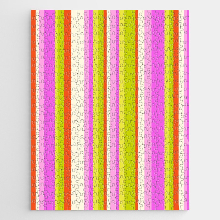 Classic Stripes XVIII - Y2K Pink and Green Jigsaw Puzzle Gallery Image 1