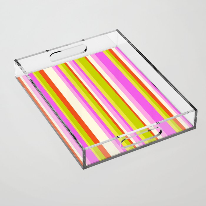 Classic Stripes XVIII - Y2K Pink and Green Acrylic Tray Gallery Image 1