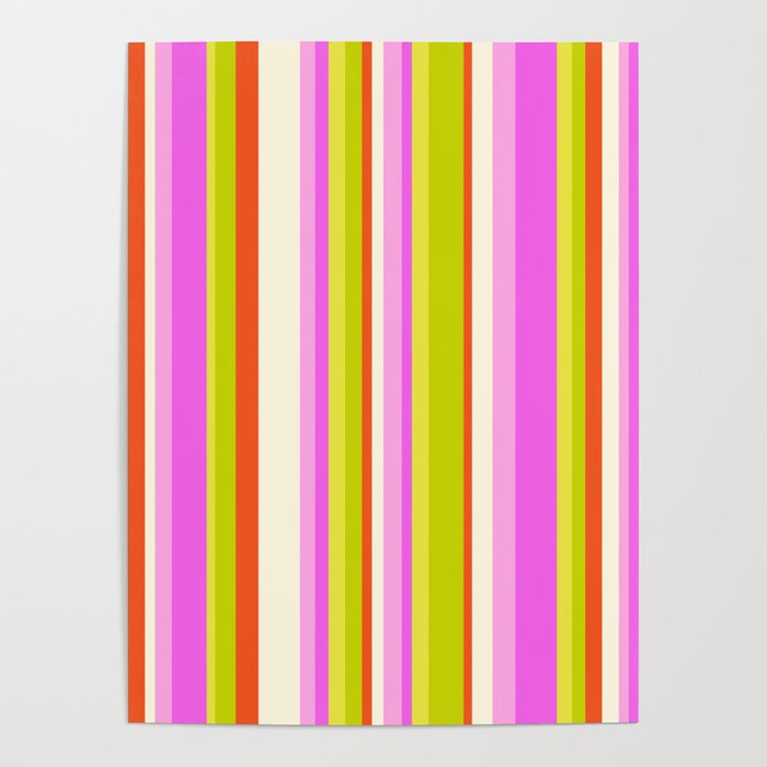 Classic Stripes XVIII - Y2K Pink and Green Poster Gallery Image 4