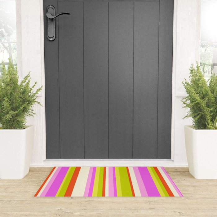 Classic Stripes XVIII - Y2K Pink and Green Welcome Mat Gallery Image 3