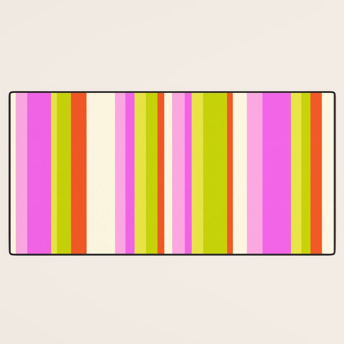 Classic Stripes XVIII - Y2K Pink and Green Desk Mat Gallery Image 3