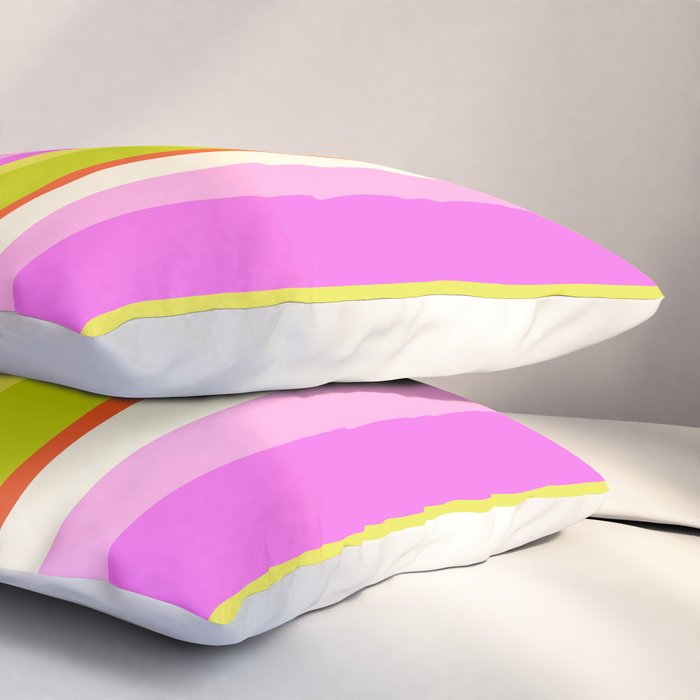 Classic Stripes XVIII - Y2K Pink and Green Pillow Sham Gallery Image 3