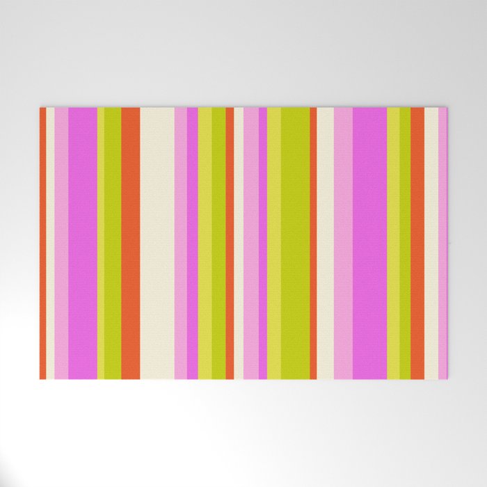 Classic Stripes XVIII - Y2K Pink and Green Welcome Mat Gallery Image 1