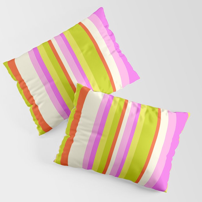Classic Stripes XVIII - Y2K Pink and Green Pillow Sham Gallery Image 1