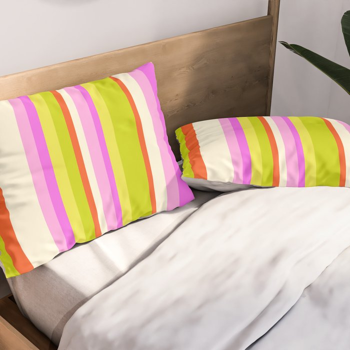 Classic Stripes XVIII - Y2K Pink and Green Pillow Sham Gallery Image 2