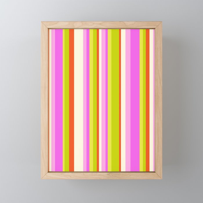 Classic Stripes XVIII - Y2K Pink and Green Mini Art Print Gallery Image 1