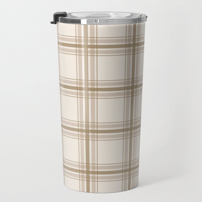 Farmhouse Plaid in Caramel, Tan and Cream Travel Mug Gallery Image 3