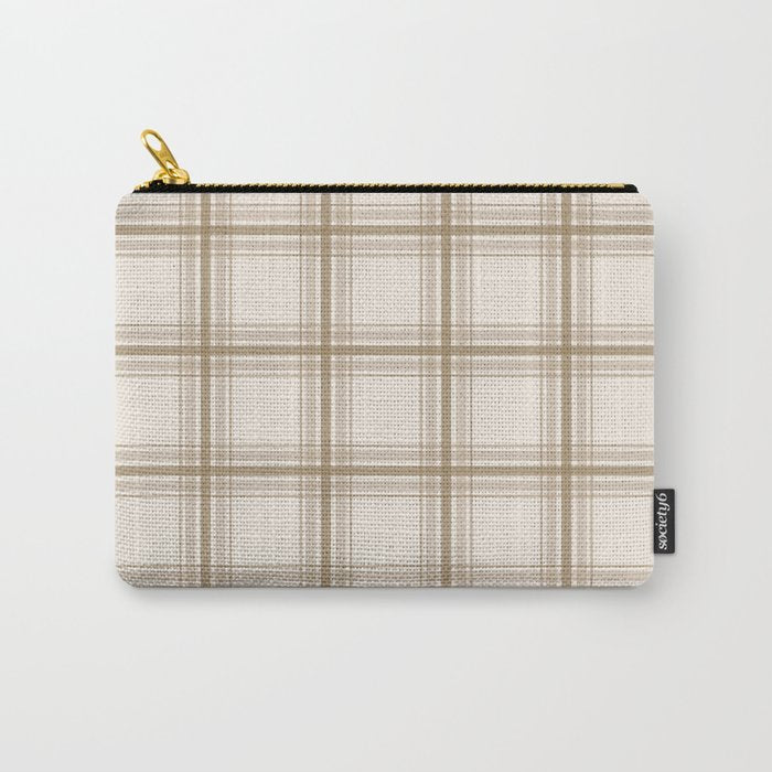 Farmhouse Plaid in Caramel, Tan and Cream Carry All Pouch Gallery Image 1