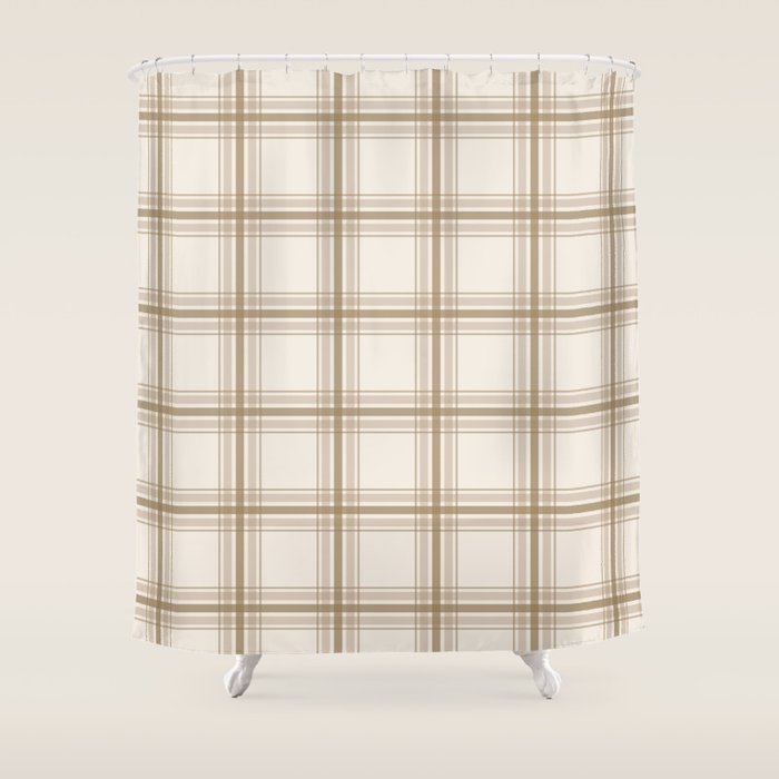 Farmhouse Plaid in Caramel, Tan and Cream Shower Curtain Gallery Image 1