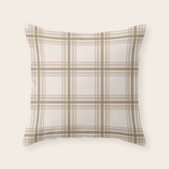 Farmhouse Plaid in Caramel, Tan and Cream Throw Pillow Gallery Image 6