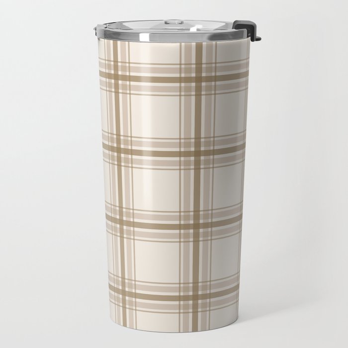 Farmhouse Plaid in Caramel, Tan and Cream Travel Mug Gallery Image 2