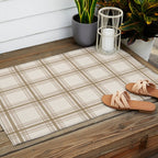 Farmhouse Plaid in Caramel, Tan and Cream Outdoor Rug Gallery Image 2