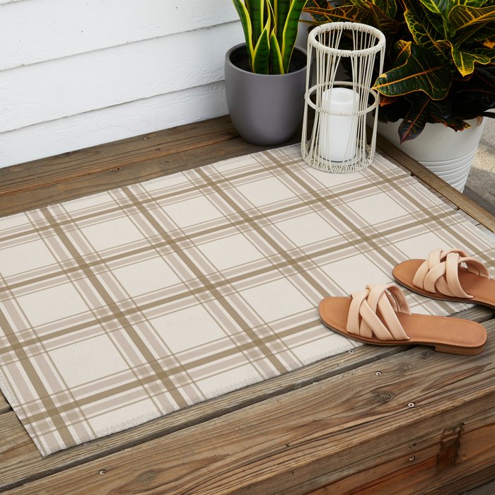 Farmhouse Plaid in Caramel, Tan and Cream Outdoor Rug Gallery Image 2