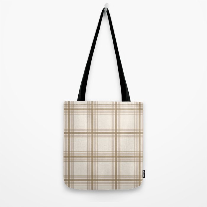 Farmhouse Plaid in Caramel, Tan and Cream Tote Bag Gallery Image 2