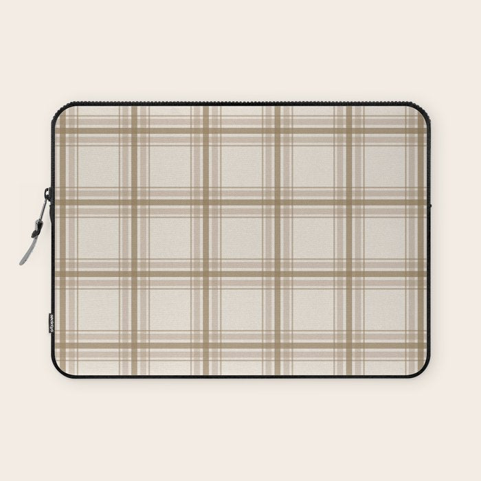 Farmhouse Plaid in Caramel, Tan and Cream Laptop Sleeve Gallery Image 1